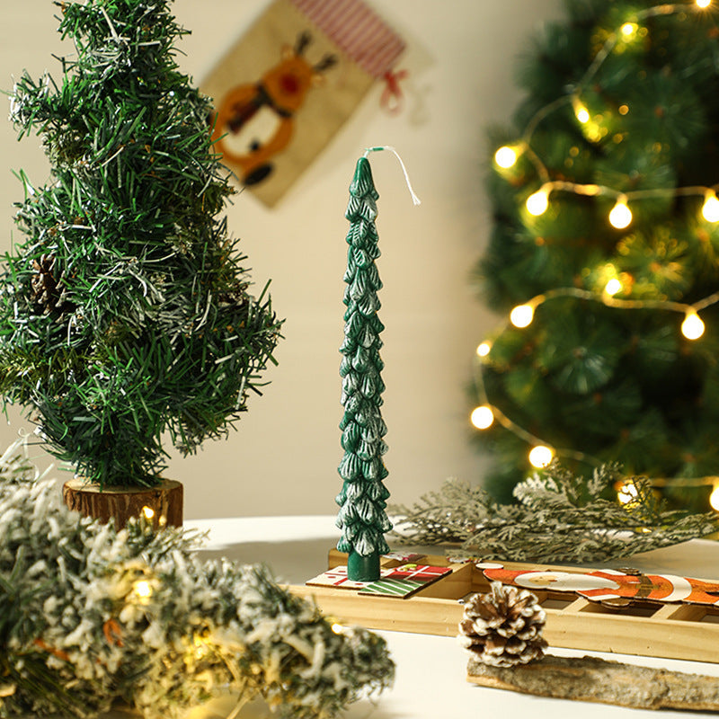 Sculpted Christmas Tree Taper Candle with Layered Branches | Cotton Wick for a Clean Even Burn | Festive Table Decorations