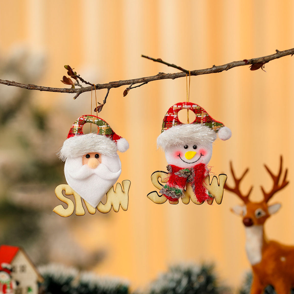 Snowman Ornaments for the Christmas Tree | Festive Hat and Scarf Details | Lightweight Build with a Sturdy Hanging Loop