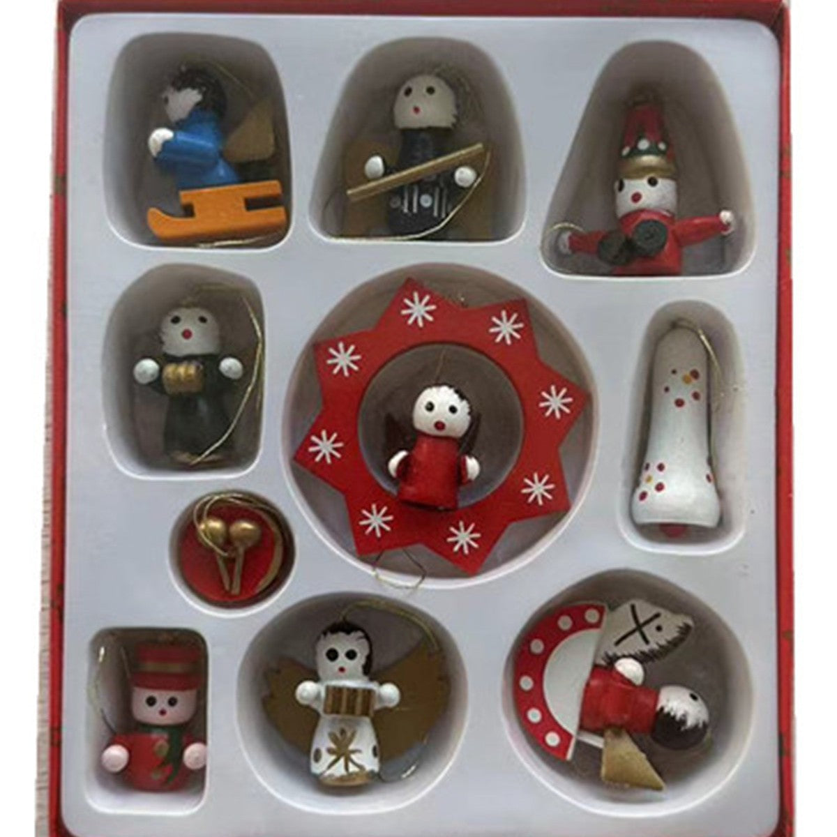 Mini Train Christmas Ornaments in a Gift Box | Bright Colors for Mantel and Tabletop Display | Seven Festive Design Sets