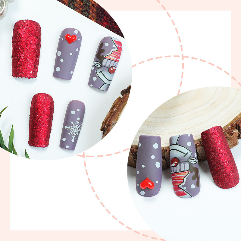 Glitter Nails with Sparkling Christmas Motifs | Festive Press On Nail Art Designs | Easy Manicure for Winter Parties