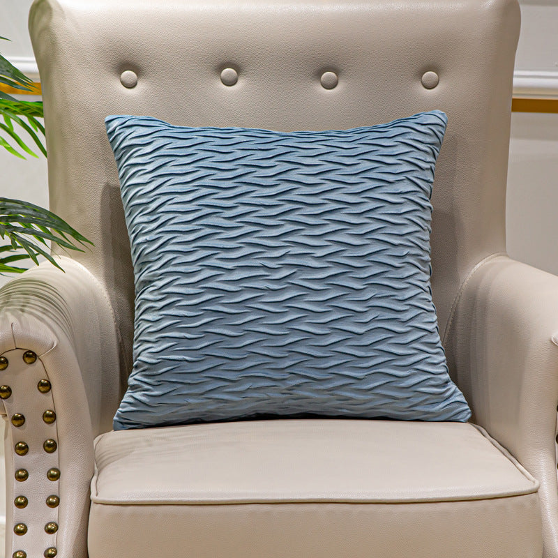 Textured Wave Decorative Pillow Covers with Machine-Washable Fabric | Square Accent for Sofa or Bed | 9 Colors