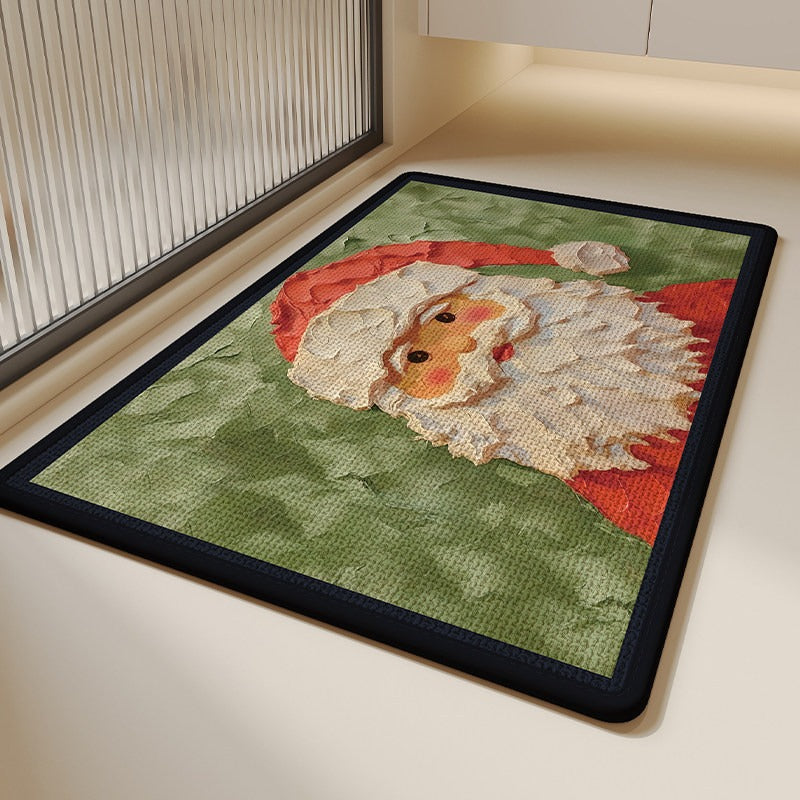 Gingerbread Christmas Door Mat with Snowflake Print | Non-Slip Weather Resistant Fibers | Indoor Outdoor Holiday Decor