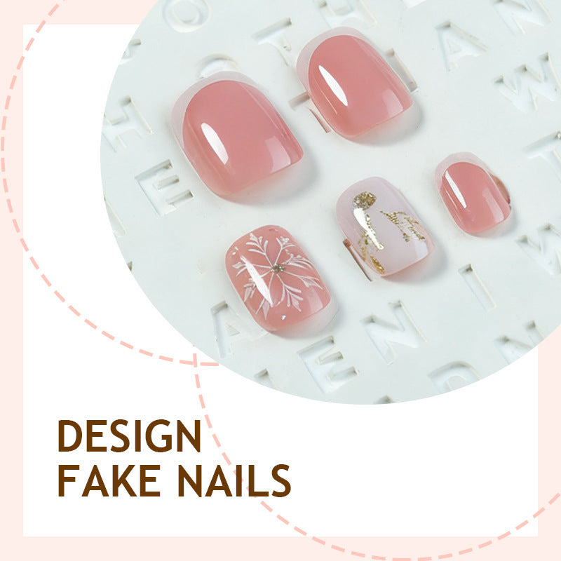 Christmas Fake Nails in Blue with Festive Motifs | Press On Nail Set in Several Designs | Xmas Manicure for Holiday Dinners