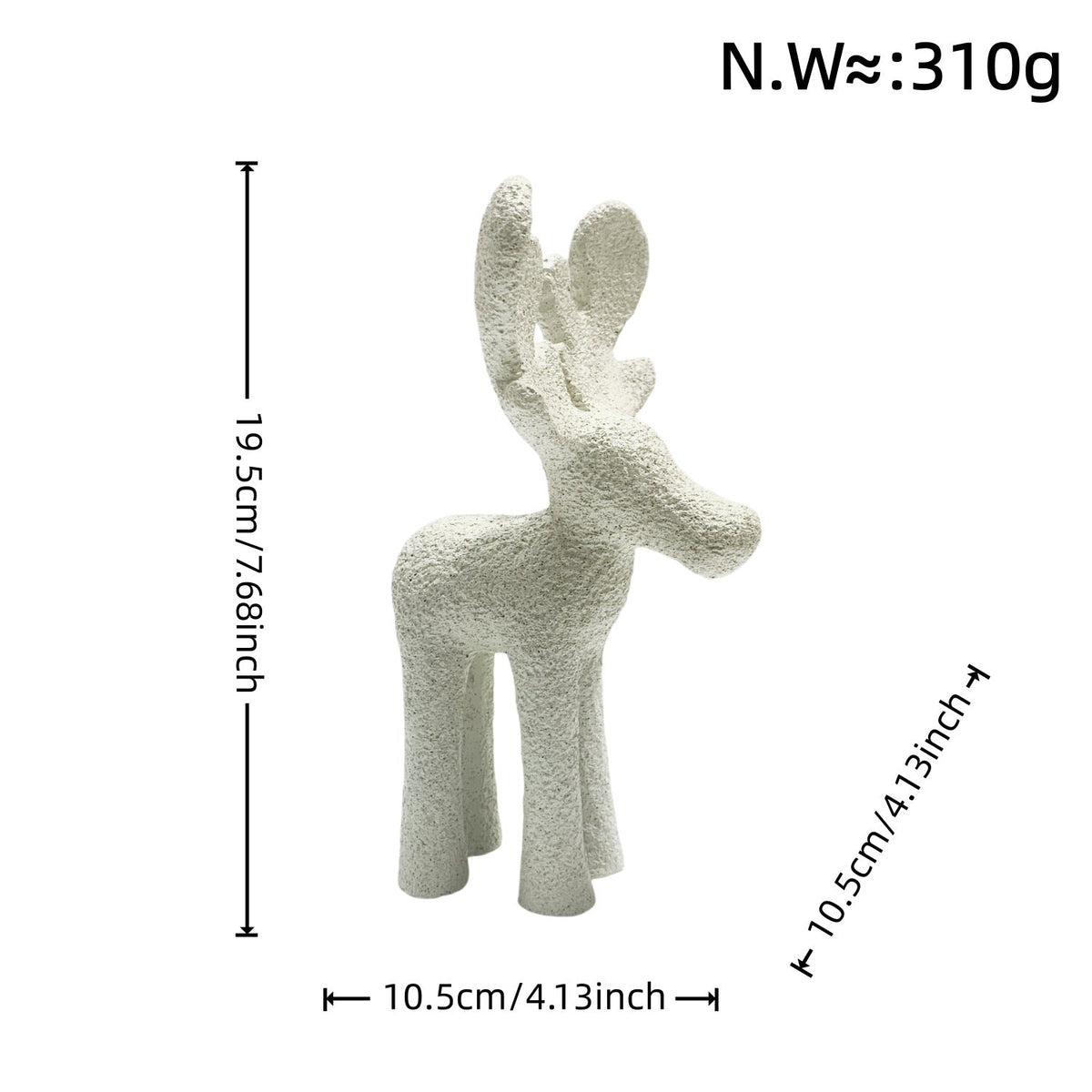 Reindeer Figurine in Resin, 19.5 cm Tall | Christmas Deer Decor for Holiday Tables | Festive Xmas Sculpture in White or Gold