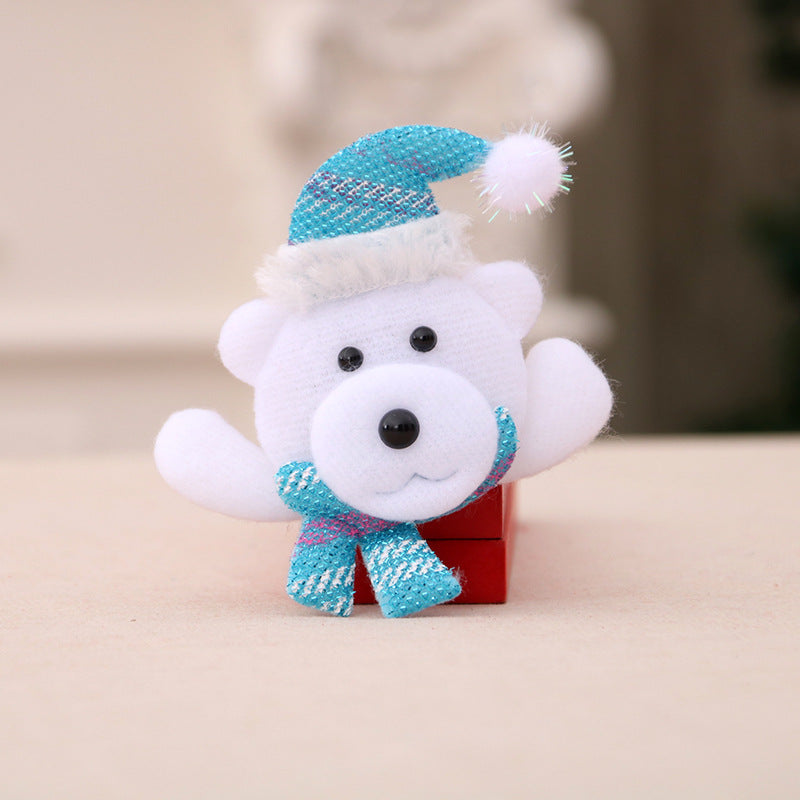 Soft Felt Santa Figurine with a Snowflake Hat | Shelf and Mantel Christmas Decorations | Cheerful Smile, Fluffy Beard