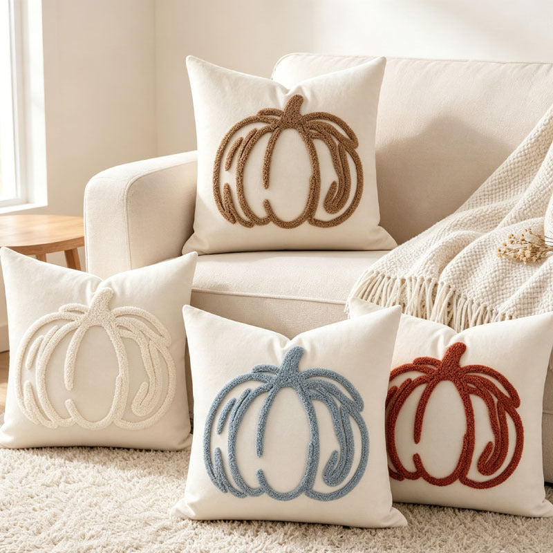 Halloween Pumpkin Throw Pillow | Available in 8 Colors and 2 Sizes | Plush Accent for Sofas, Chairs, and Beds