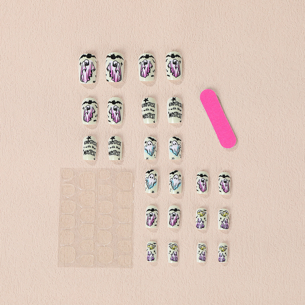 Halloween Press-On Nails | Available in Transparent, White | Glue-Free Application in Minutes for Parties and Nights Out