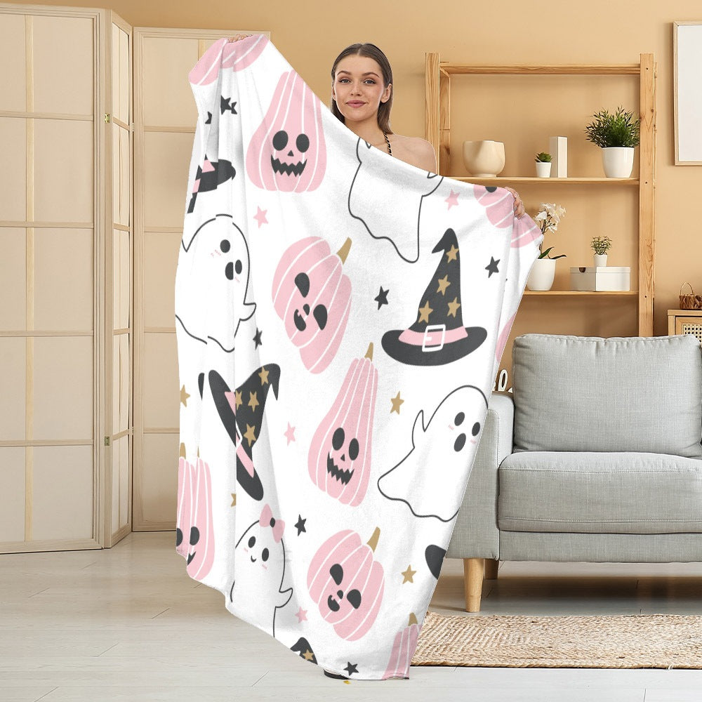 Halloween Throw Blanket | Available in White | Soft Fleece for Sofas, Beds, and Movie Nights