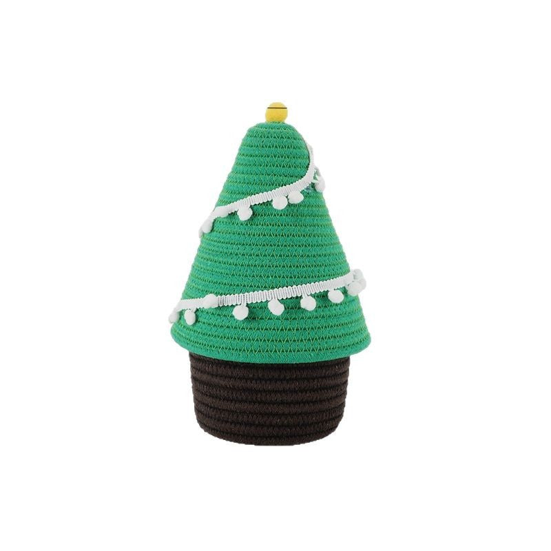 Christmas Tree Basket in Green or Red | Festive Xmas Storage with a 26 cm Height | Decorative Holiday Home Accent