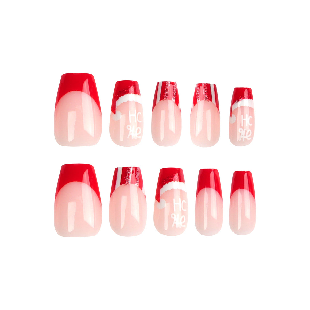 Festive Nails in Mixed Sizes | Christmas Press On Nail Extension Set | Easy Holiday Manicure for Winter Parties