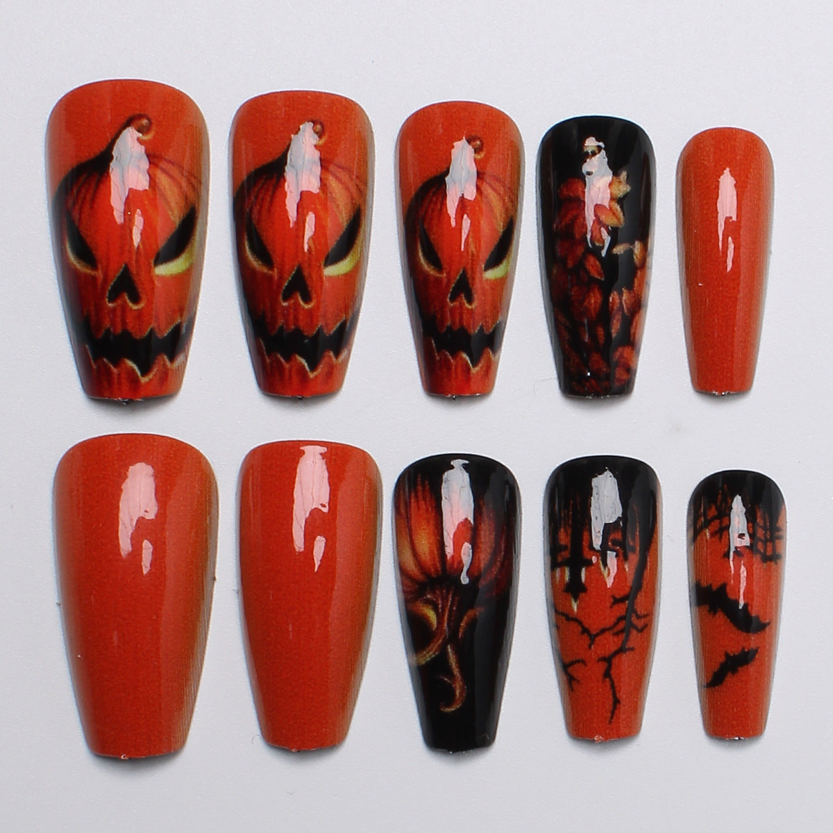 Halloween Neon Press-On Nails | Available in Red | Glue-Free Application in Minutes for Parties and Nights Out