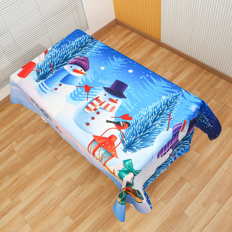 Christmas Tablecloth with Santa Figures and Festive Lettering | Stain-Resistant Fabric, Wipe or Machine Wash | 7 Designs