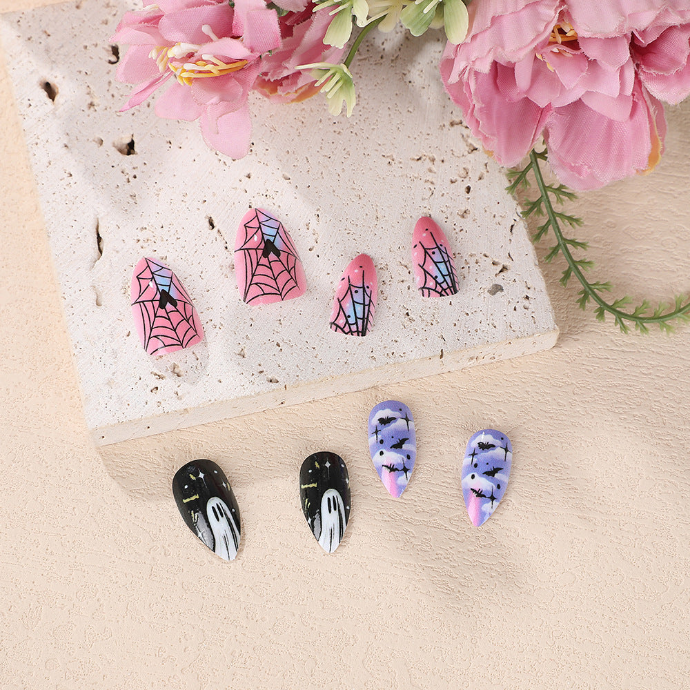Halloween Press-On Nails | Available in Transparent, White | Glue-Free Application in Minutes for Parties and Nights Out