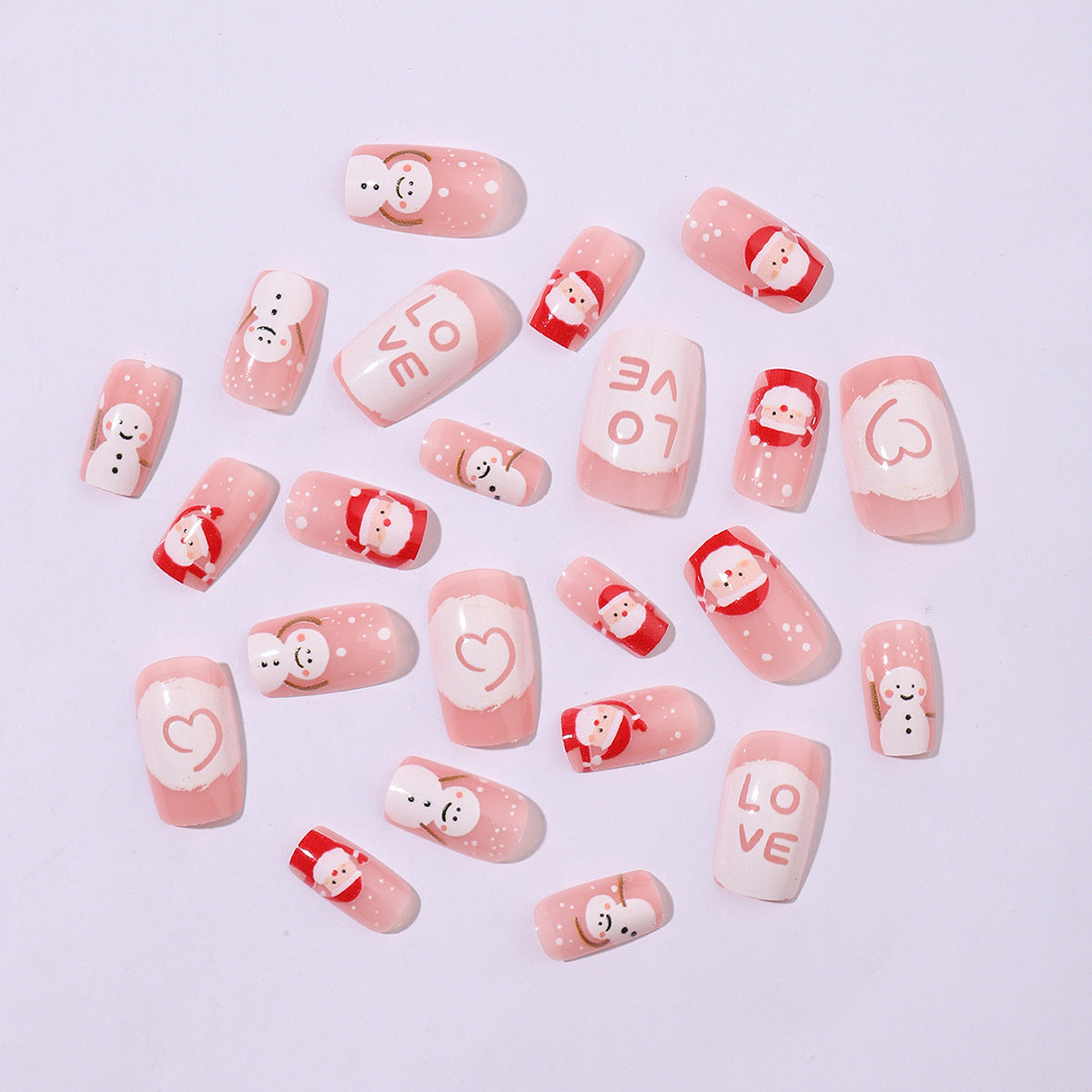 Santa and Snowman Nails for Christmas | Glossy Press On Nail Designs for Winter | Festive Manicure Kit for Home Parties