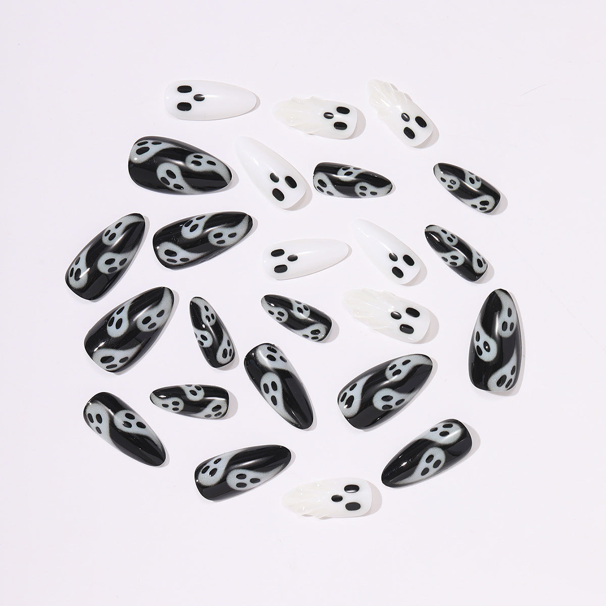 Halloween Ghost Press-On Nails | Available in Pink, Orange | Glue-Free Application in Minutes for Parties and Nights Out