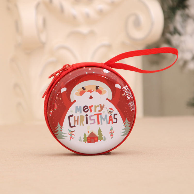 Festive Coin Purse with a Christmas Snowman and Santa Print | Zip-Top Pouch with a Wrist Strap | Hangs on the Tree, 4 Designs