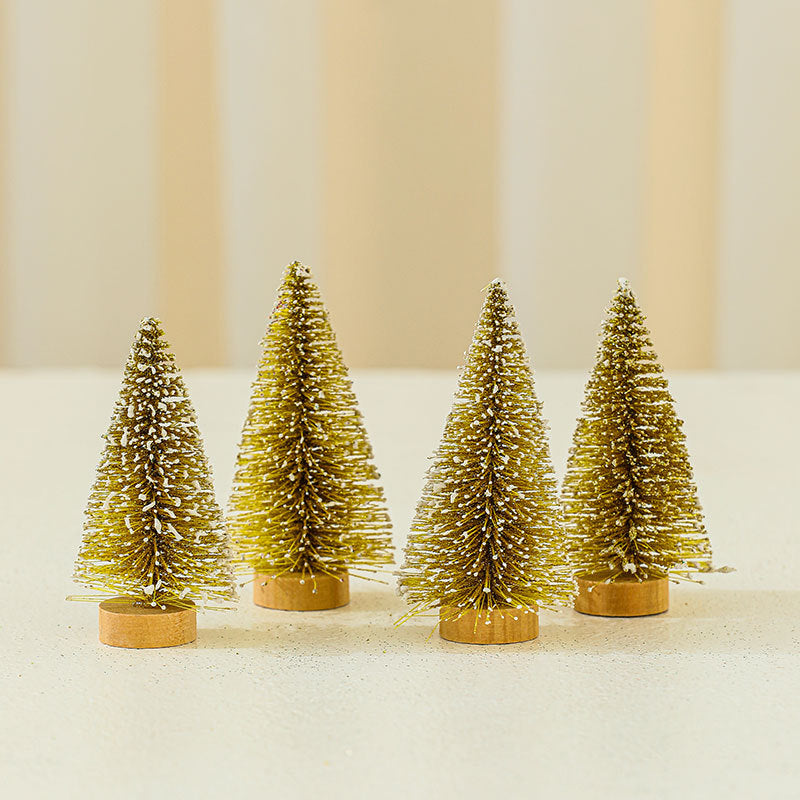Mini Christmas Tree Set with Snow Tipped Branches | Graded Color Finish | Mantel, Desk and Table Displays