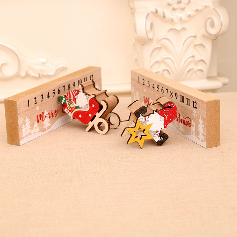 Wooden Advent Calendar with Santa in a Sleigh and Numbered Blocks | Countdown Display for Shelves and Mantels | 2 Designs