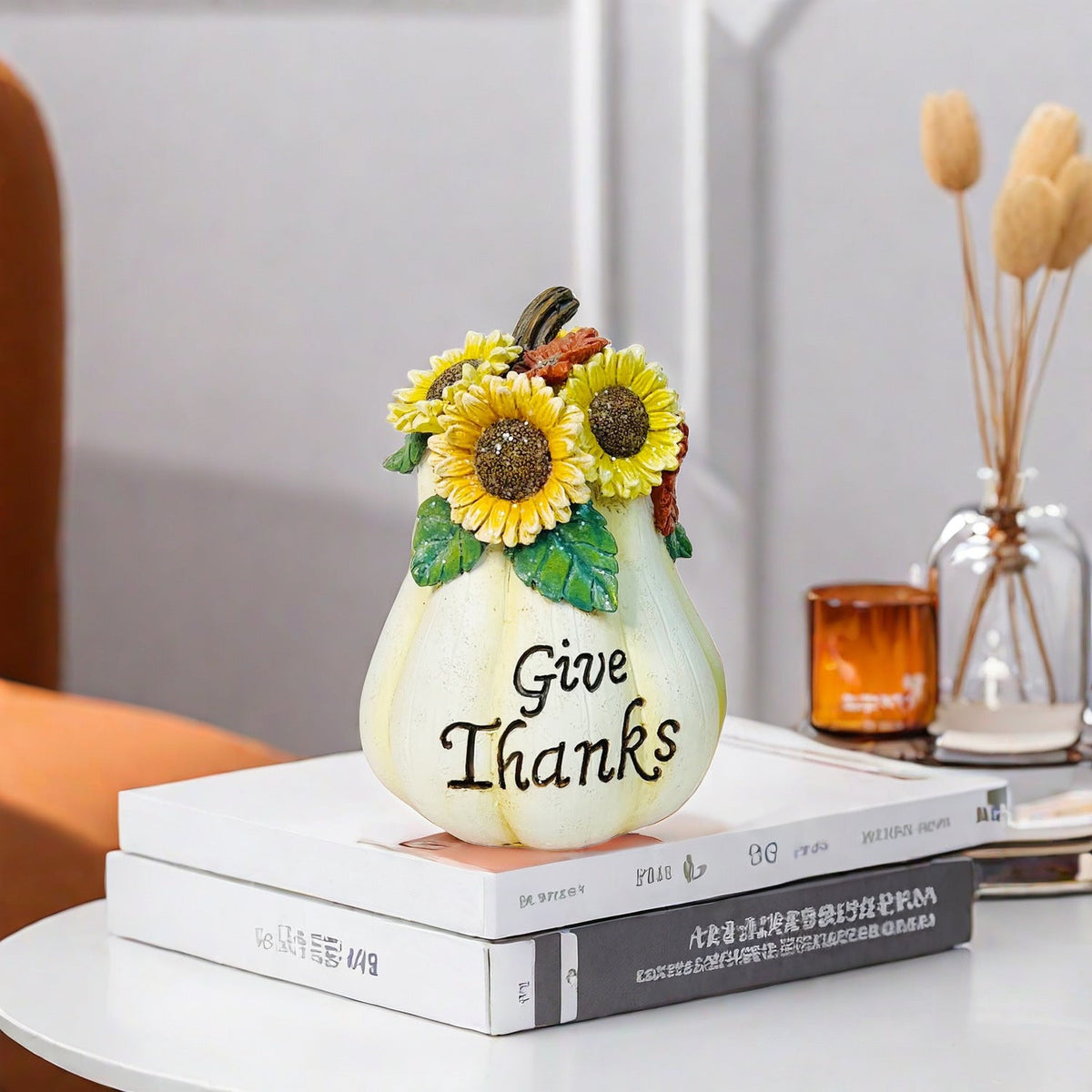 Halloween Pumpkin Decorative Figure | Available in Orange, Kürbis | Stands on Shelves, Mantels, and Side Tables