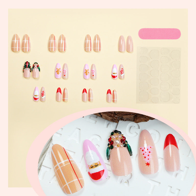 Santa Nails for Christmas with Festive Motifs | Press On Nail Designs for Winter | Easy Manicure Kit for Parties