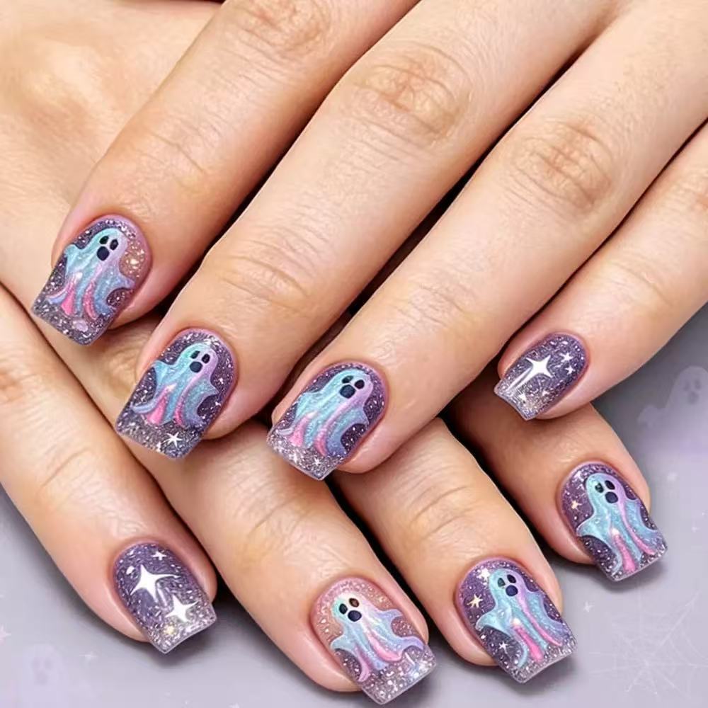 Halloween Ghost Press-On Nails | Available in Unbekannt | Glue-Free Application in Minutes for Parties and Nights Out