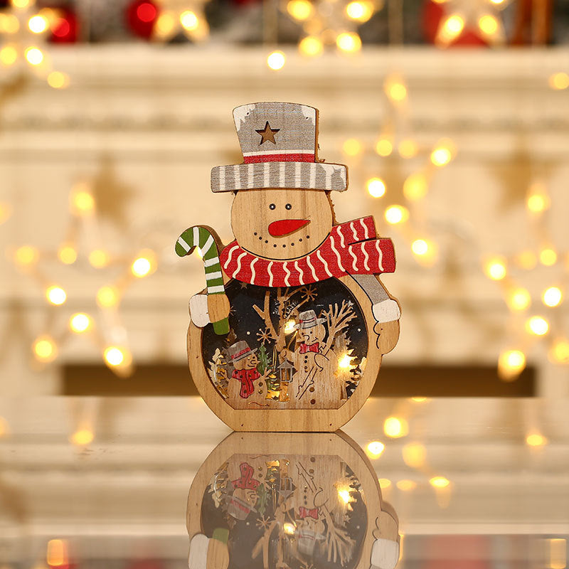 Wooden Santa Figurine with a Christmas Scene Backdrop | Wipe Clean with a Dry Cloth | 2 Designs for Mantel or Tabletop