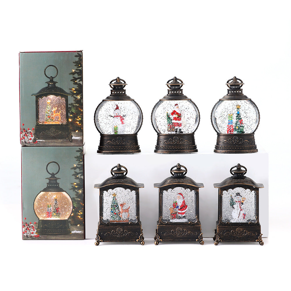 Christmas Snowman Lantern with a Glitter Filled Dome | Battery Powered, No Cables Needed | Warm LED Glow for Mantel Decor