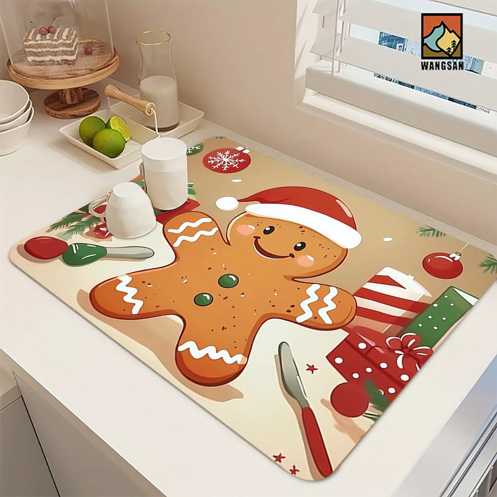 Festive Christmas Kitchen Rug with Holiday Print | Non-Slip Indoor Mat, Easy to Wipe Clean | Seasonal Floor Decor for Sinks