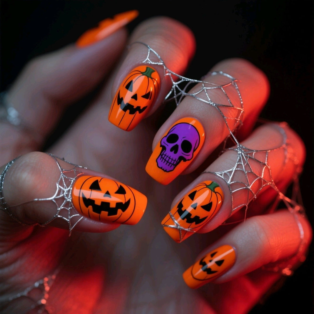 Halloween Skull Press-On Nails | Available in 6 Colors | Glue-Free Application in Minutes for Parties and Nights Out