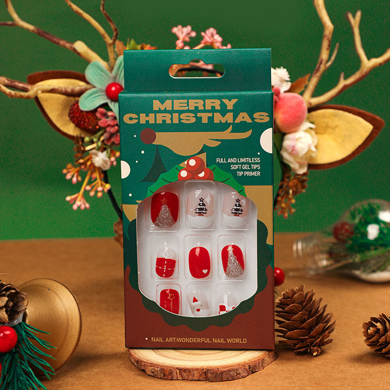 Santa Christmas Nails with Snowflake Accents | Festive Press On Nail Art | Easy Home Manicure for Holiday Parties