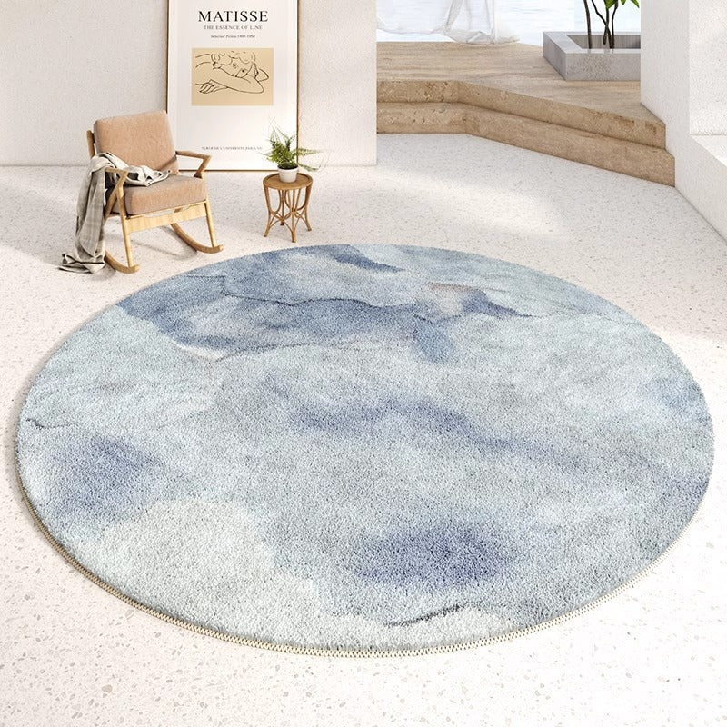 Round Area Rug with Abstract Landscape Print | Soft Pile Underfoot and Easy to Vacuum | 2 Sizes, 39 or 71 in