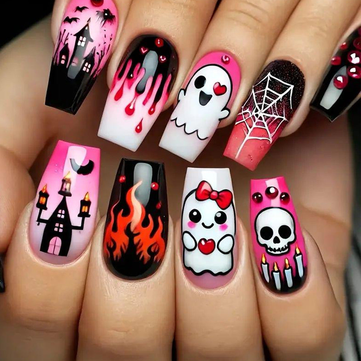 Halloween Press-On Nails | Available in Blue | Glue-Free Application in Minutes for Parties and Nights Out