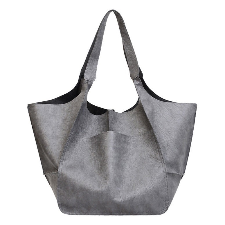 Soft Vegan Leather Tote Bag in Thirteen Colors | Lightweight Everyday Shoulder Carry with Roomy Inner Space