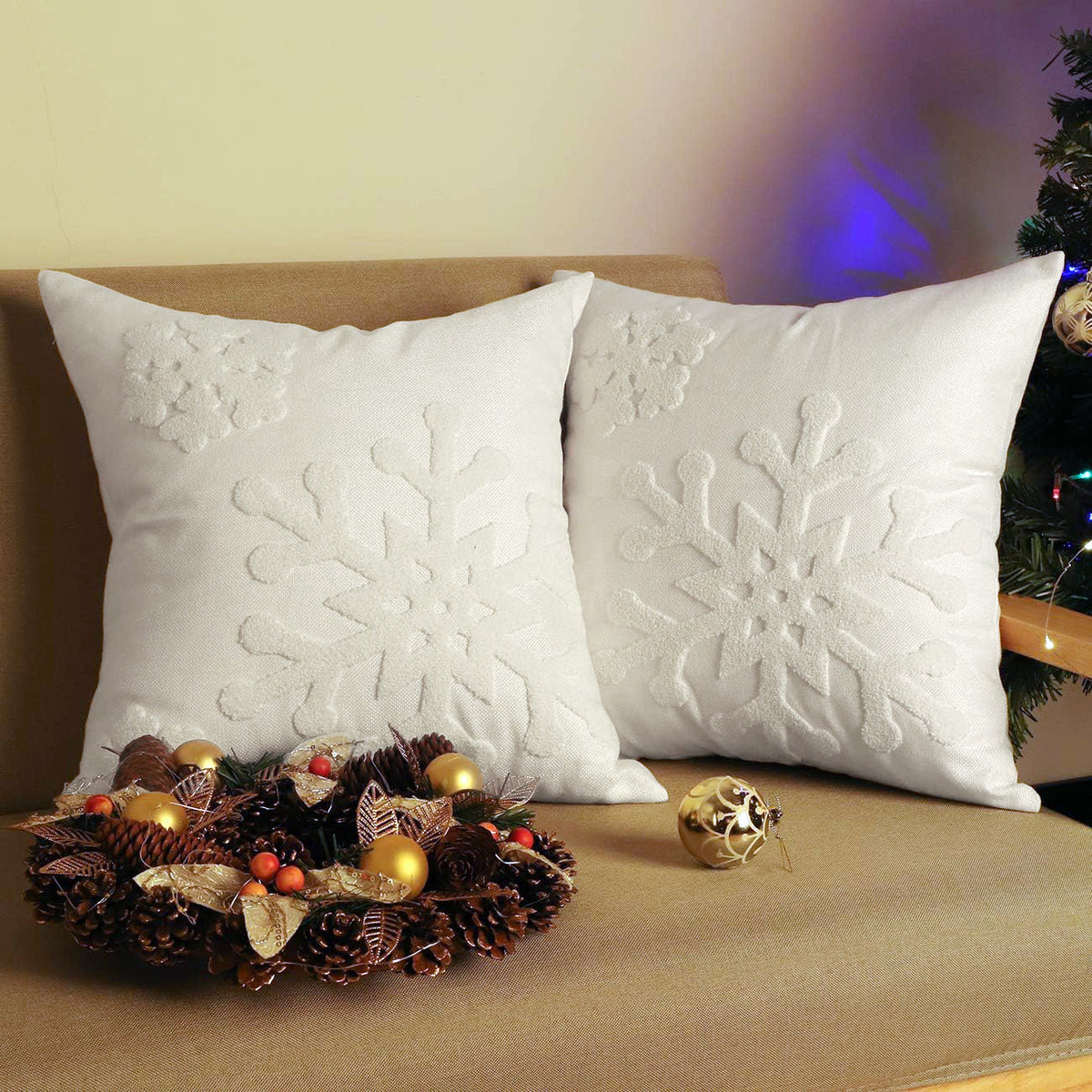 Christmas Living Room Throw Pillow Cover with Deer Silhouette | Removable Case with Discreet Zipper | 42 Designs, 17.72 x 17.72 in