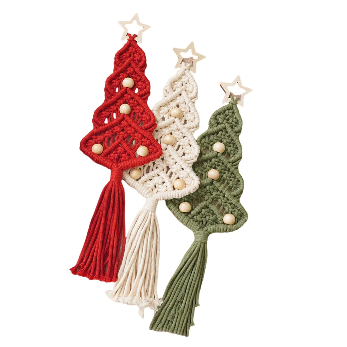 Macrame Christmas Ornament Kit for DIY Crafting | Complete Set with Every Material Included | Boho Xmas Tree Decorations