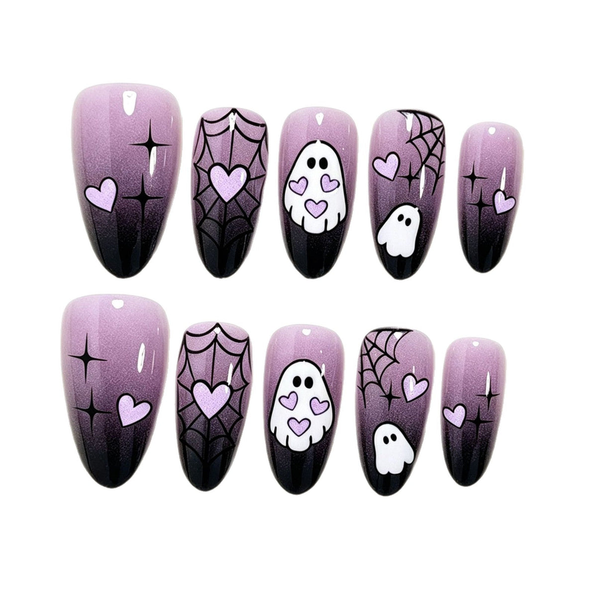 Halloween Press-On Nails | Available in Nackt, White | Glue-Free Application in Minutes for Parties and Nights Out