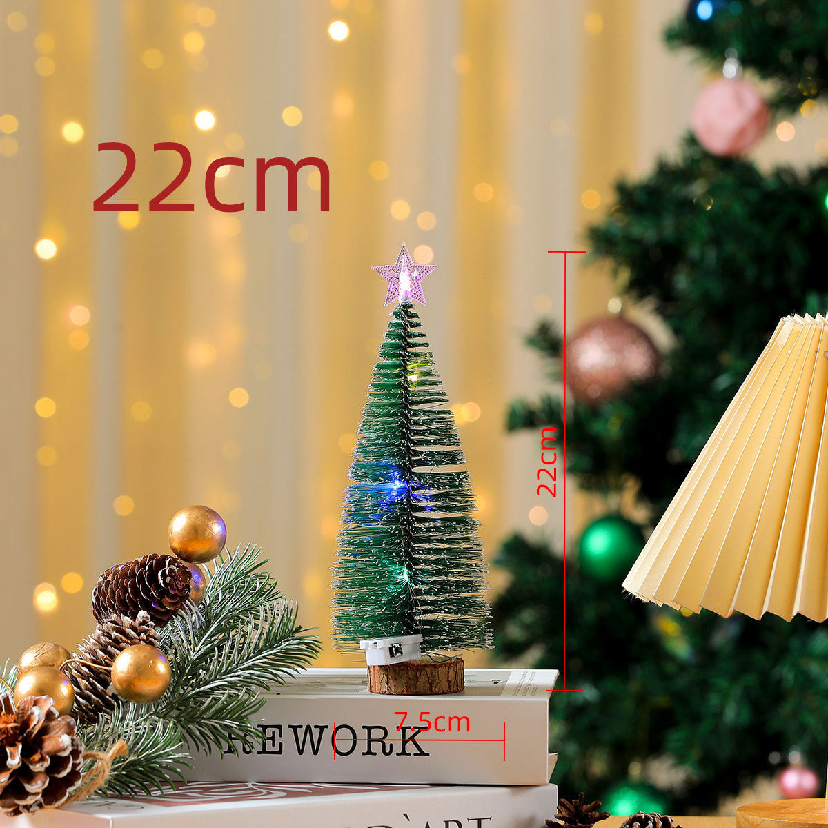 Mini Christmas Tree with Warm LED Lights | Nordic Styling for Desks and Side Tables | Festive Holiday Decorations