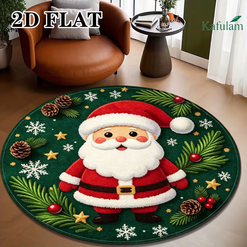 3D Christmas Rug with Gnome and Stone Well Print | Soft Durable Pile That Wipes Clean | 6 Sizes, 14 Designs