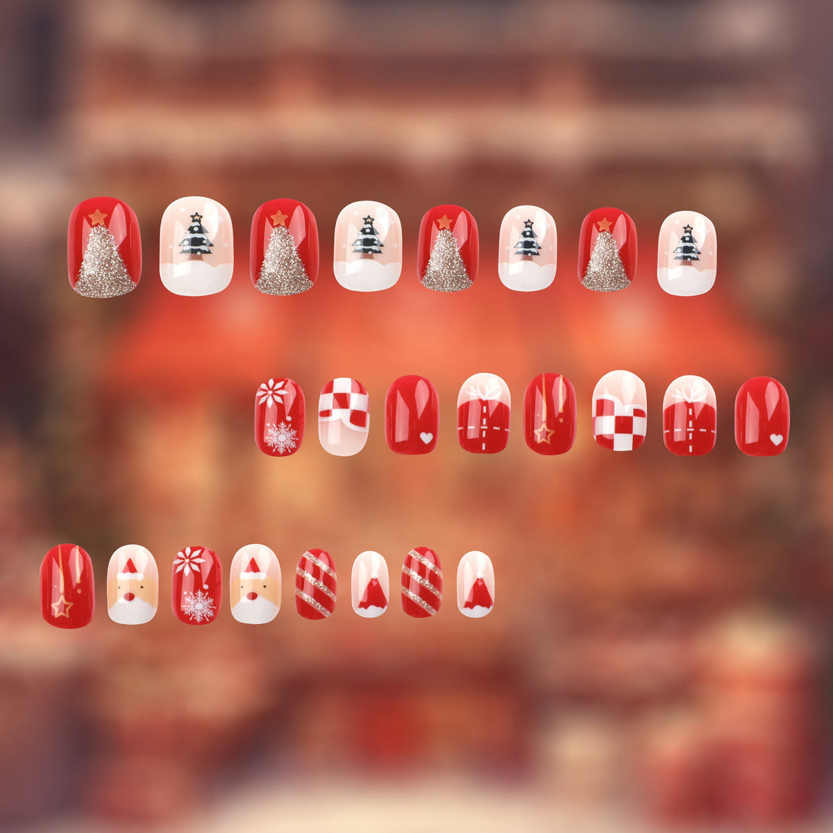 Santa Christmas Nails with Snowflake Accents | Festive Press On Nail Art | Easy Home Manicure for Holiday Parties