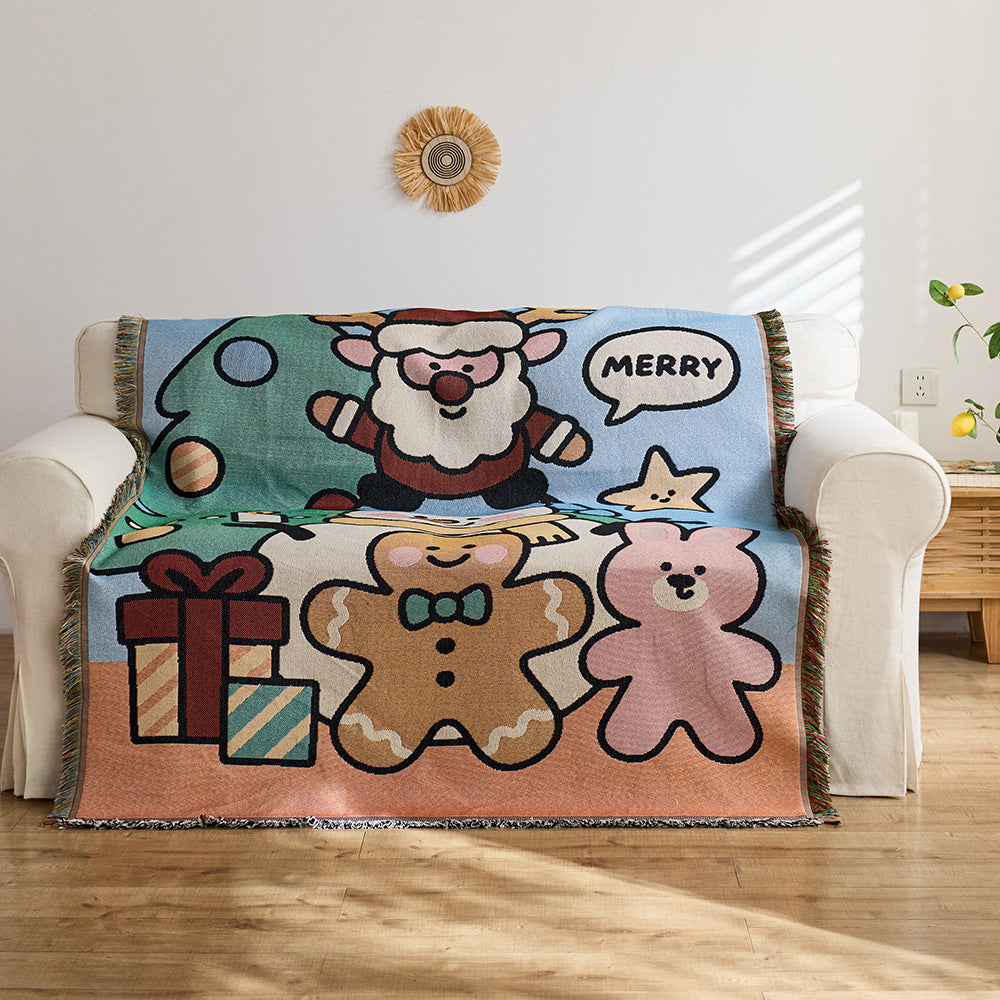 Christmas Blanket with Santa, Snowmen and Gingerbread | Soft Warm Throw for Sofa or Bed | Machine Washable, Five Designs