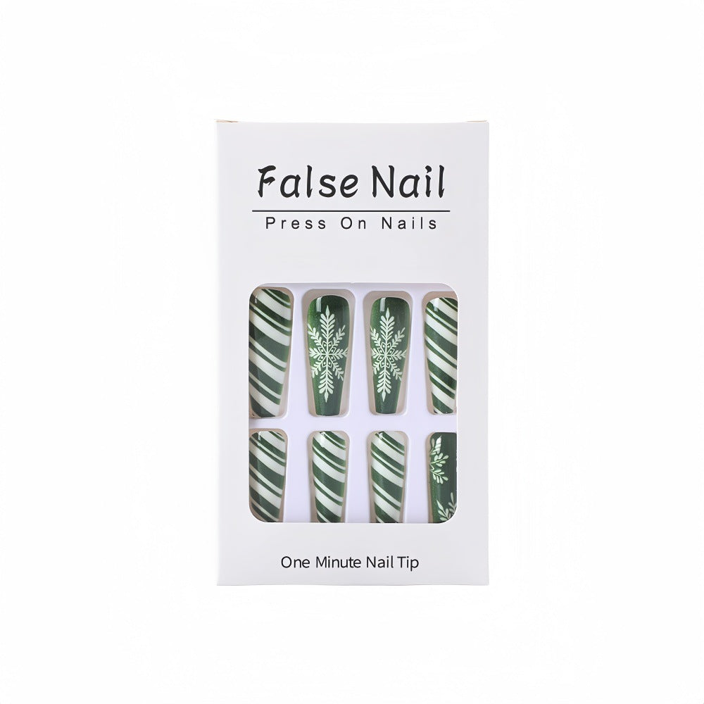 Christmas Nail Design Set with Festive Tips | Press On Nails in White or Patterned | Durable Xmas Manicure for Parties