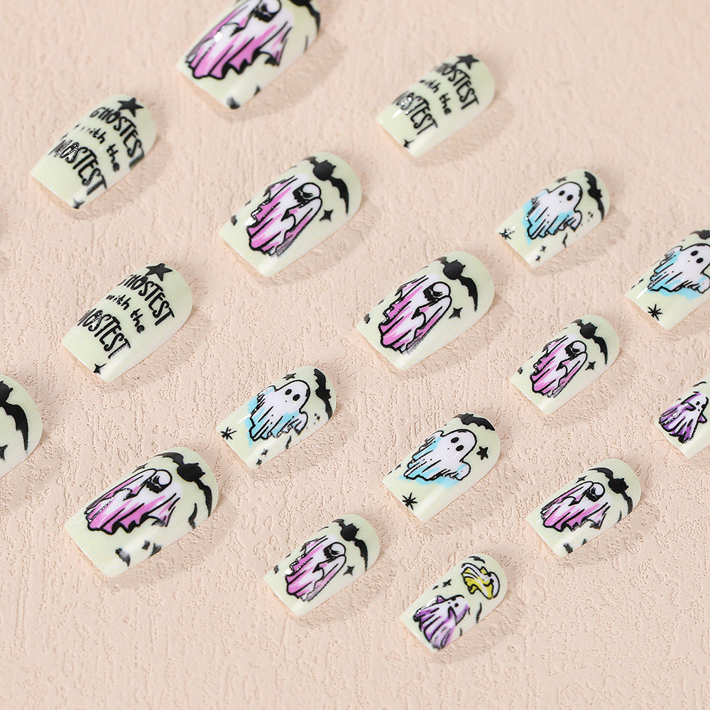Halloween Press-On Nails | Available in Transparent, White | Glue-Free Application in Minutes for Parties and Nights Out