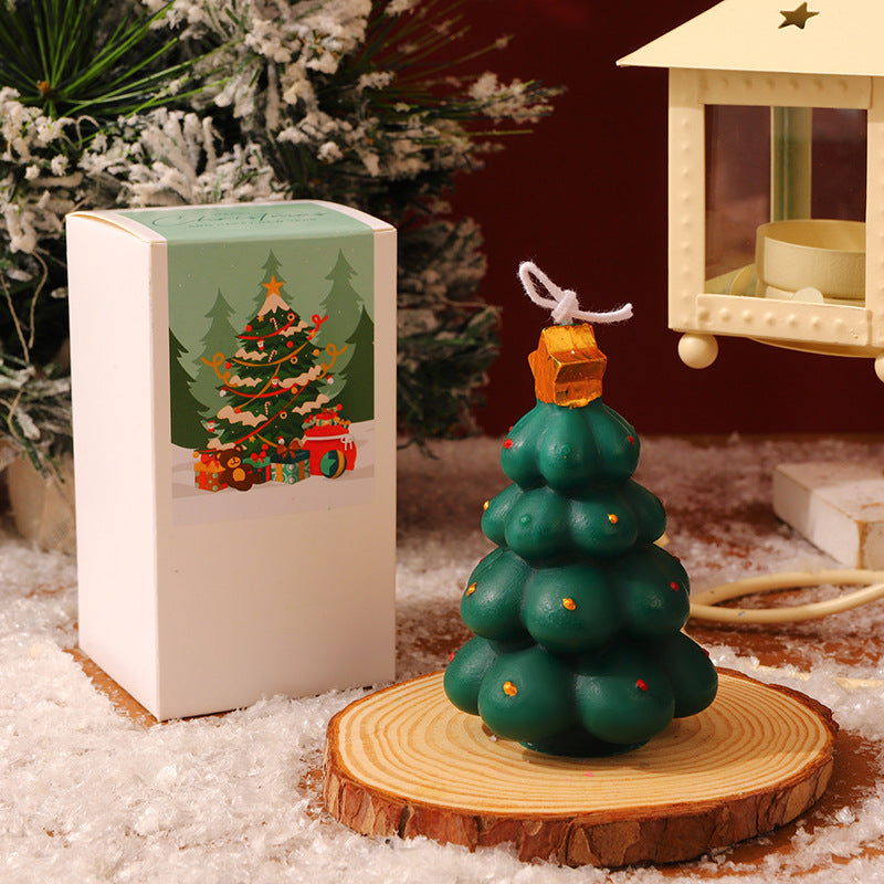 Bubble Christmas Tree Candle with Star Top | Hand Poured Wax, Cotton Wick | Holiday Centerpieces for Mantel and Tabletop