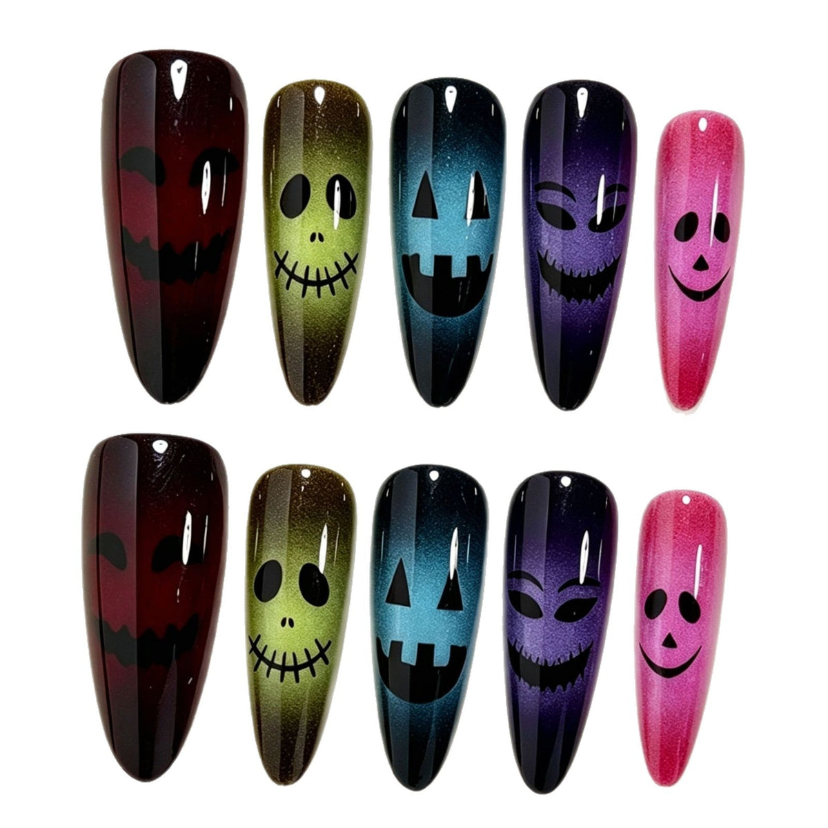 Halloween Glitter Press-On Nails | Available in Blue, Nackt | Glue-Free Application in Minutes for Parties and Nights Out