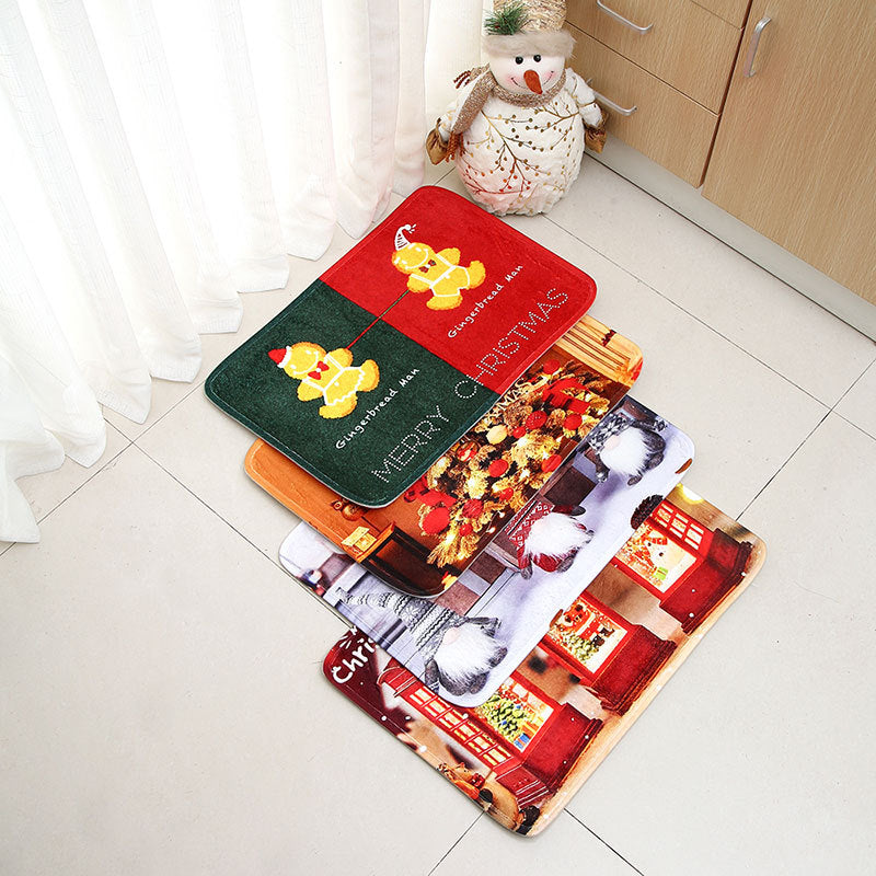 Christmas Mat Set with Soft Pile and Non-Slip Backing | Decorations for Kitchen, Hallway or Entrance | Four Designs in Two Styles