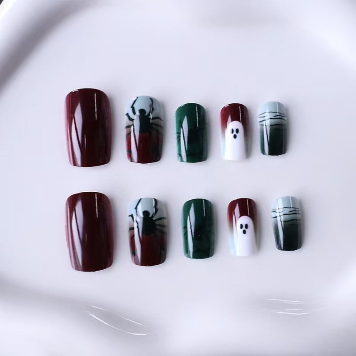 Halloween Ghost Spider Press-On Nails | Glue-Free Application in Minutes for Parties and Nights Out