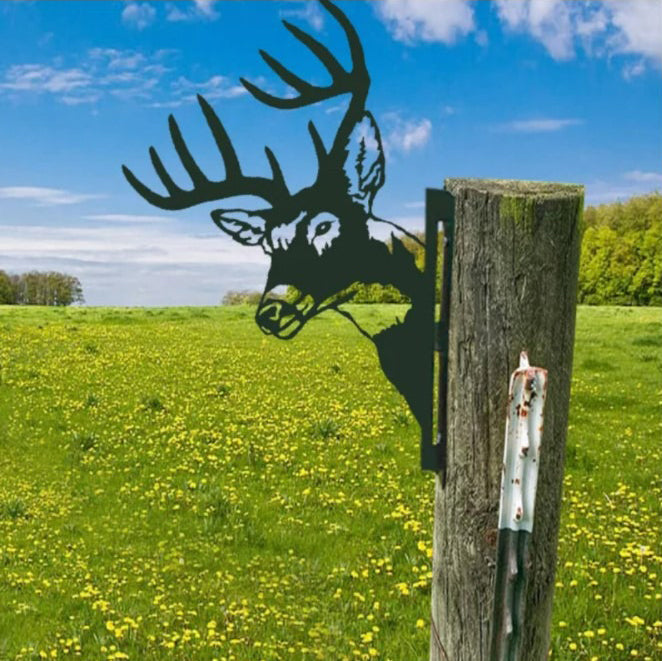 Garden Metal Art Farm Animal Silhouette on a Ground Stake | Coated Finish That Handles Sun and Rain | 24 Motifs to Choose