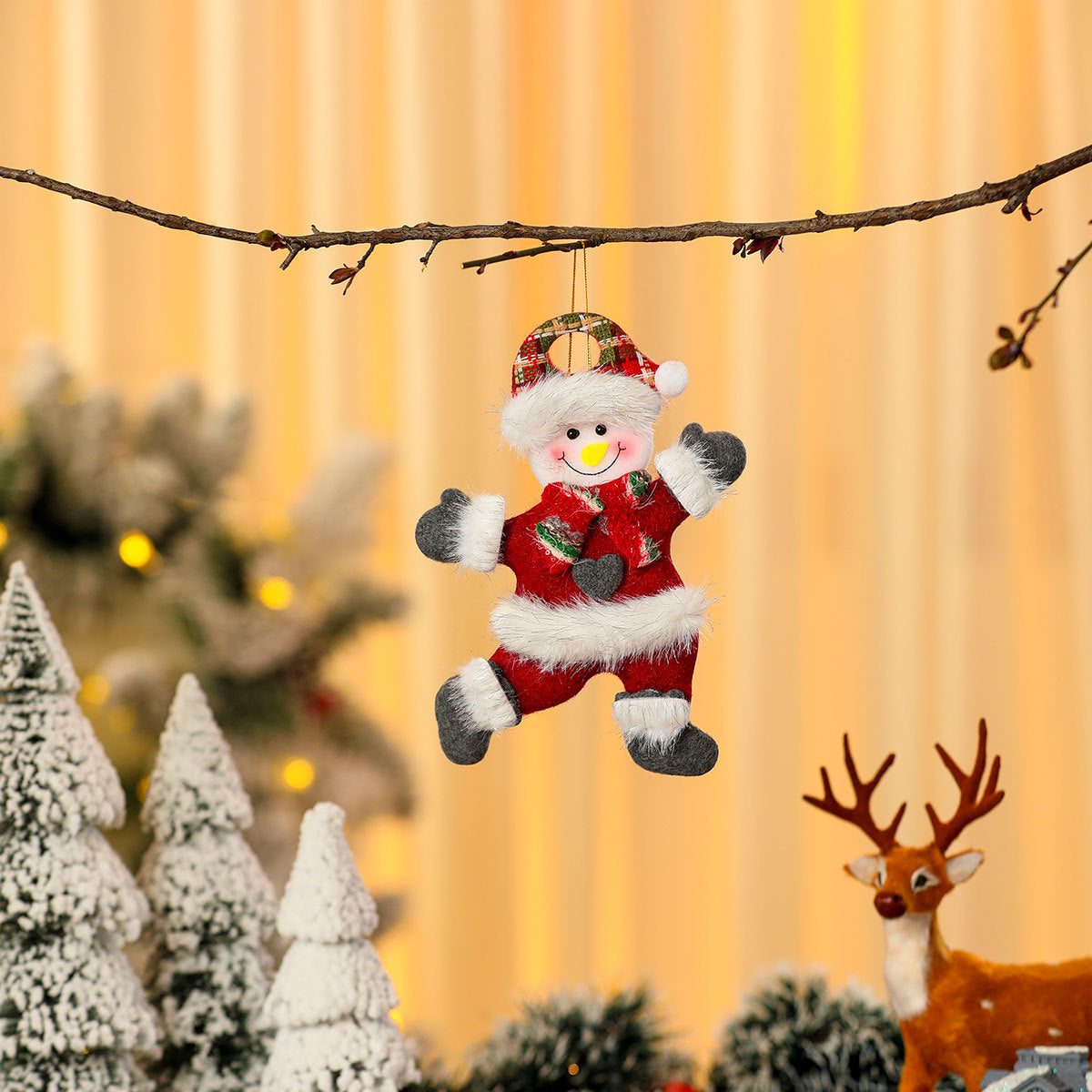 Hanging Santa Claus Ornament with a Cheerful Face | Vibrant Trim on Lightweight Material | Christmas Tree and Mantel Decorations