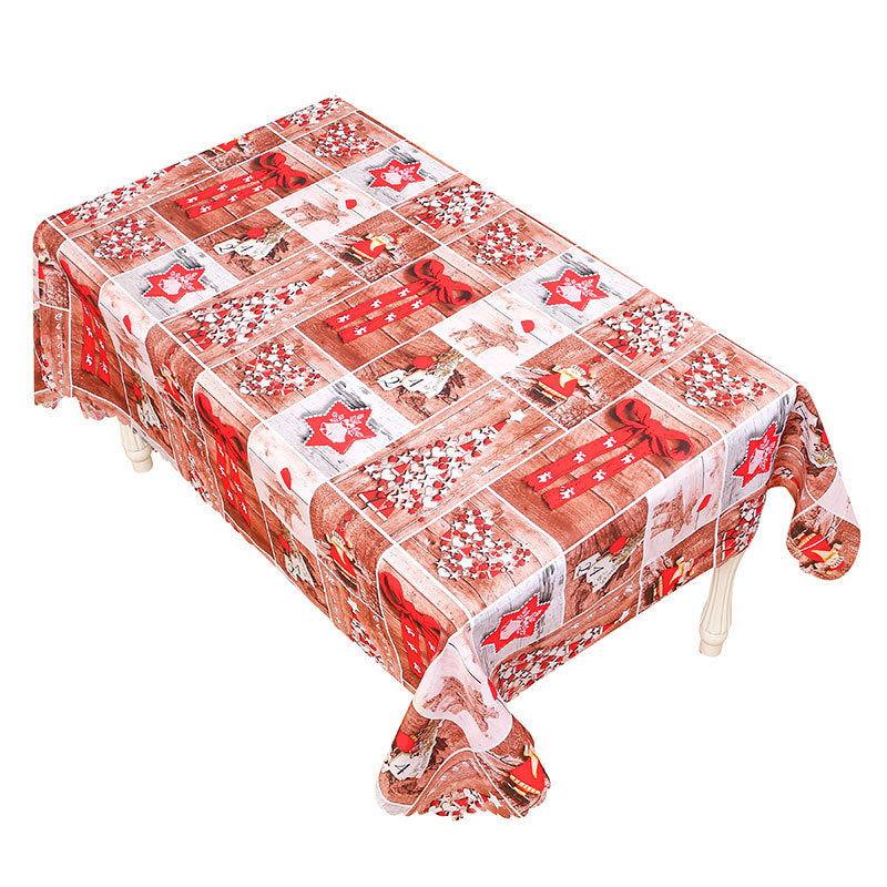 Christmas Tablecloth with Reindeer, Snowmen and Seasonal Motifs | Stain-Resistant Weave, Machine Washable | 4 Colorways