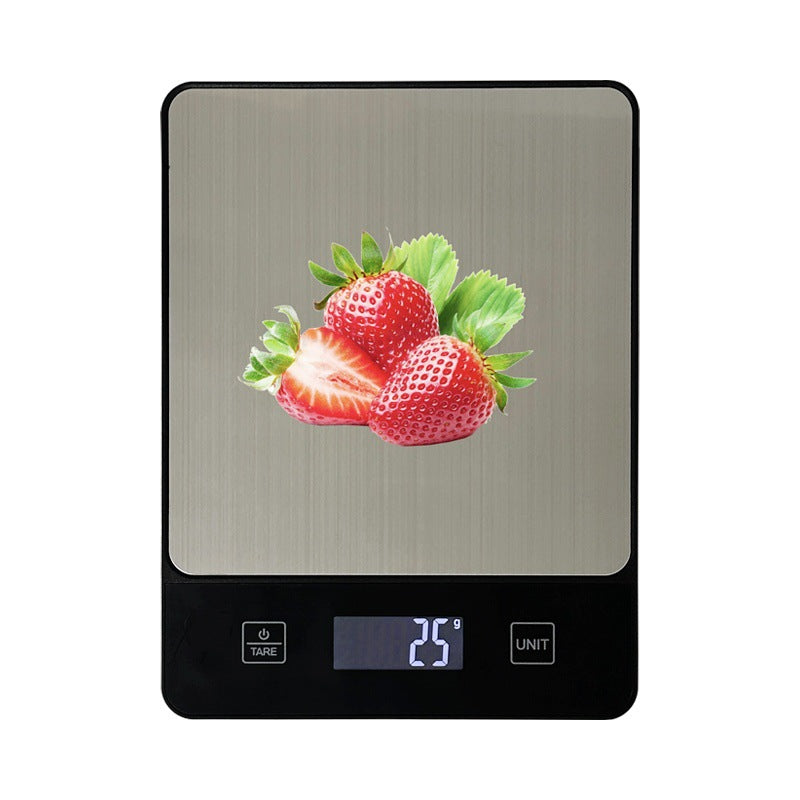 Glass Top Kitchen Scale with Strawberry Print | Grams and Ounces on a Large LCD Display | Tare Function